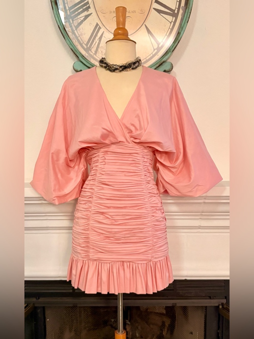 Dolan - Pink Ruched Mini Dress with Balloon Sleeves